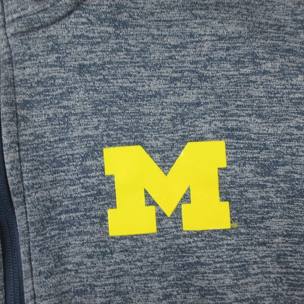 Michigan Wolverines Sweatshirt Mens L Blue NCAA Football Adidas Quarter Zip